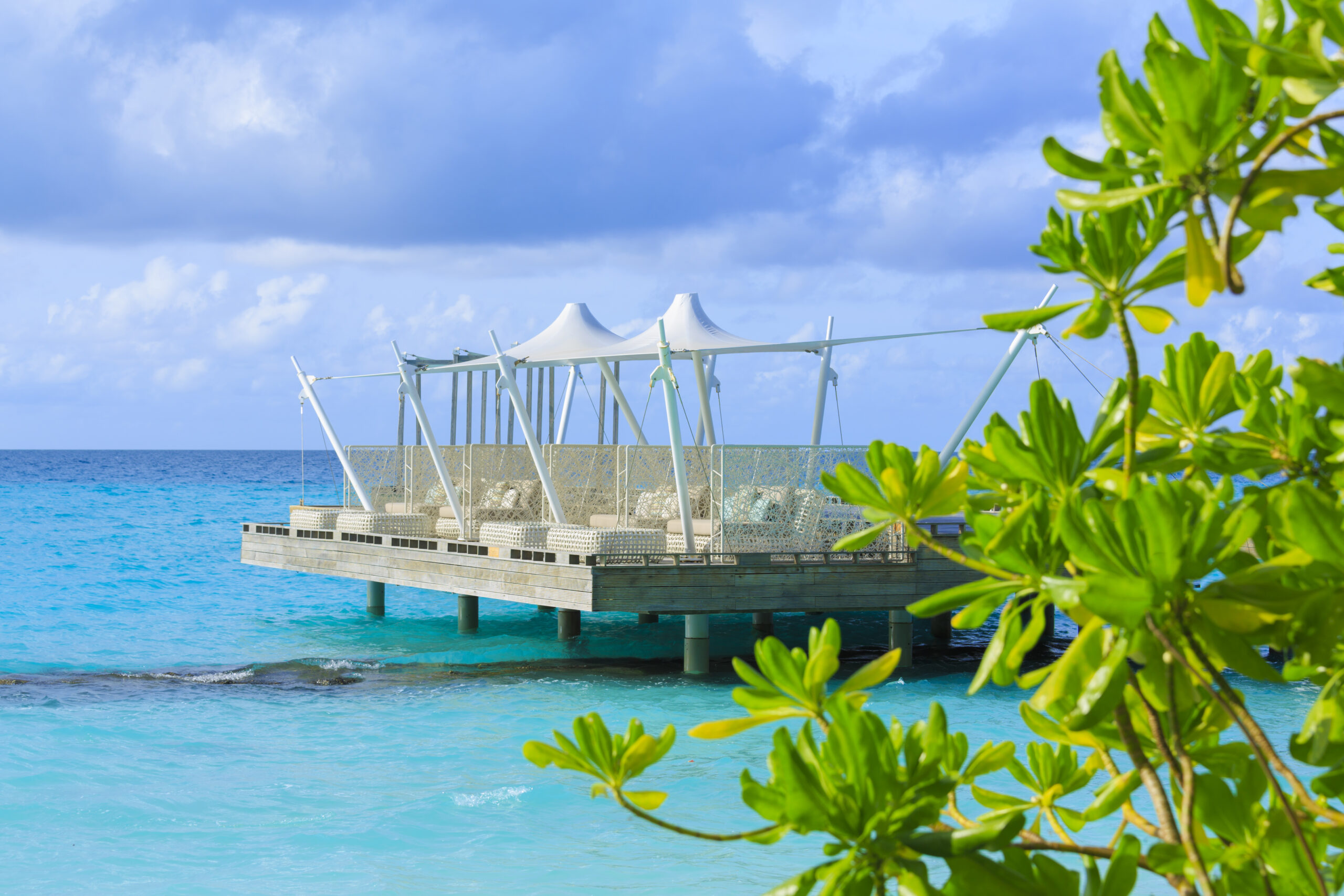 Restaurante sobre el agua en Kuramathi