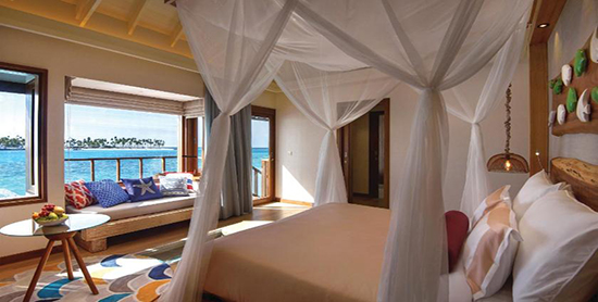 Interior de la Water Villa de OBLU Select at Sangeli