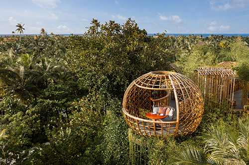 Terra, nidos de bambú elevados para cenas exclusivas en Waldorf Astoria Maldives Ithaafushi
